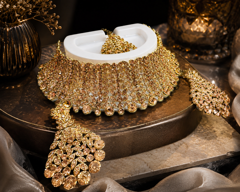 Golden Jerkan Stone Beautiful Necklace Set
