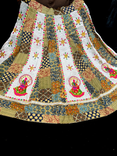 Size 38 and can be altered up to size40 ) Pure Rayon based full bigger flared Chaniya with beautiful blouse and printed Rayon Dupatta