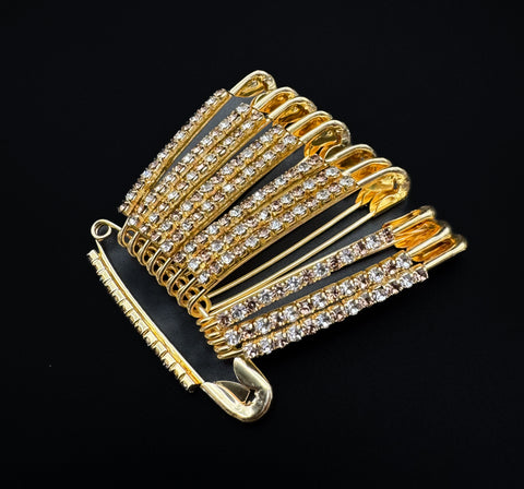 Medium Size Stones studded Fancy Safety Pins (price per bunch displayed in picture)