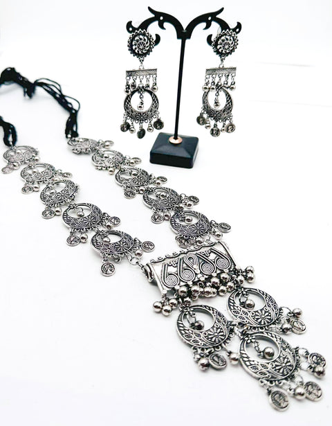 Beautiful Oxidised Necklace with Earrings