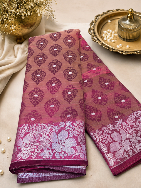Art silk saree,woven pallu and intricate border.Comes with attached blouse piece (model blouse for reference only)Slight color in color and design may be possible)