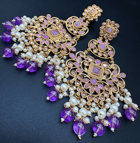 Original Polki with beautiful pearls heavy look Earrings with lite weight