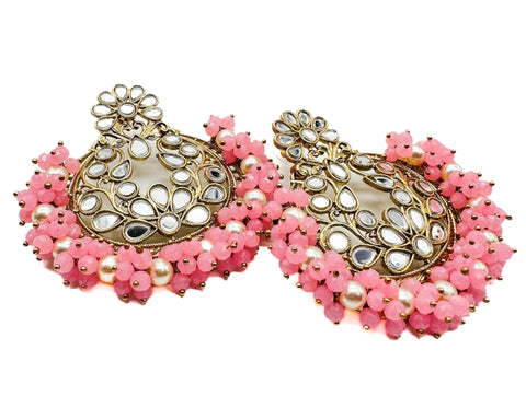 Golden stone with pink pearls work beautiful earrings