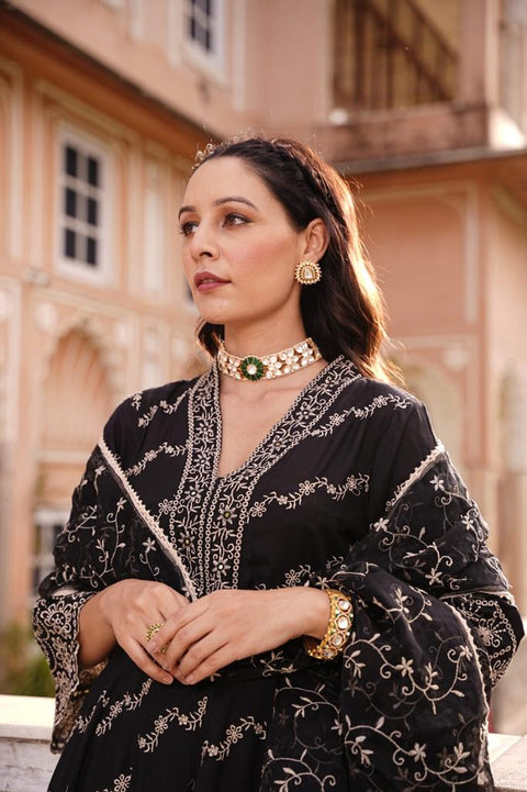 Pure & Soft Rayon Based Designer Embroidered Work flared Kurti With Plazo Pants & Dupatta(Video Clip attached)