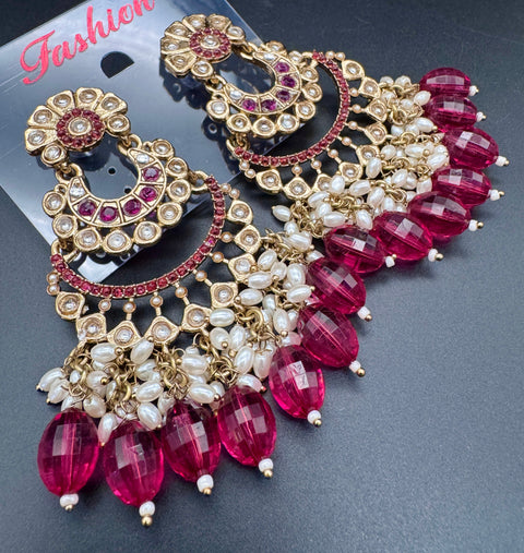 Beautiful Kundan & Pearls work bigger earrings (very lite weight)