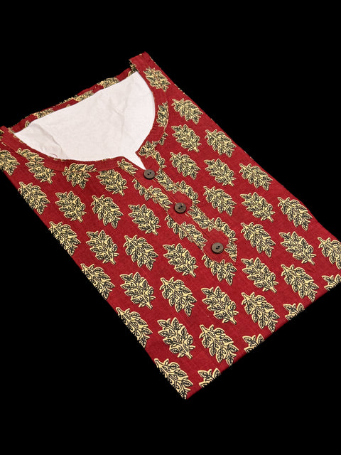 Pure Cotton based Printed short Kurti for girls /Ladies (Size 38 - length 28 inches, Size 42 ,46, 48 length -31 inches)sleeves 17 inch