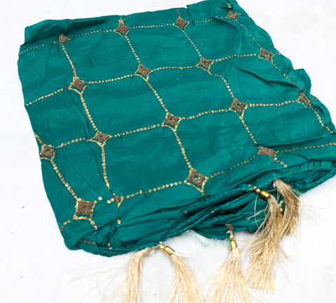 Pure chiffon based beads work dupatta with latkans