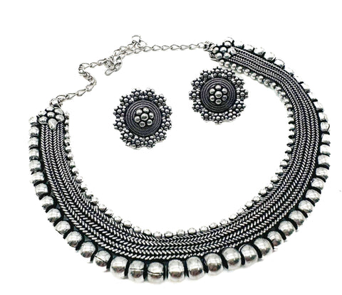 Beautiful Oxidised Necklace with Earrings