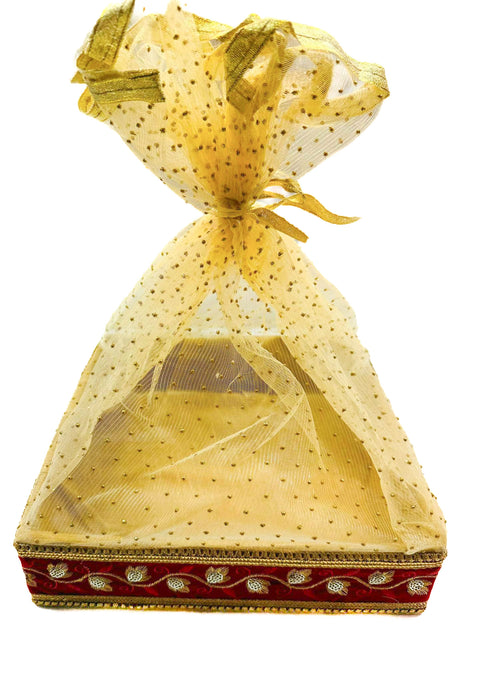Solid wood made Shaun packing Trays with embroidery work & golden netting with golden work