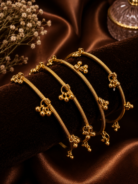 Bronze Gold color Kashmiri Style Ghungroo Bangles  (price per set ( 4 bangles in 1 set)(slight variation in color and design is possible)