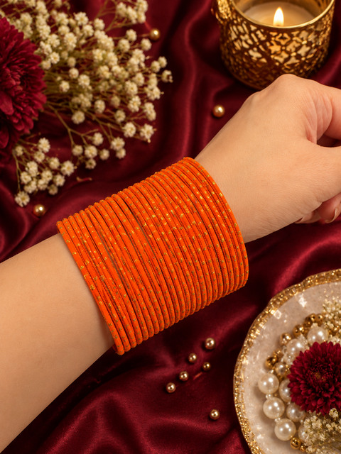 Golden Shimmer dotted metal bangles 2 dozen in 1 Set (slight variation in color & design may occur)