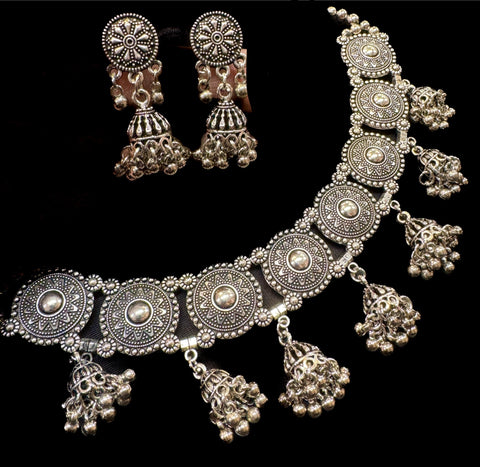Beautiful work oxidised necklace with earrings