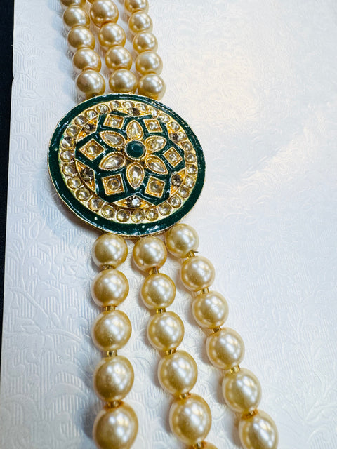 Kundan stones and Pearls beautiful mala for groom sherwani