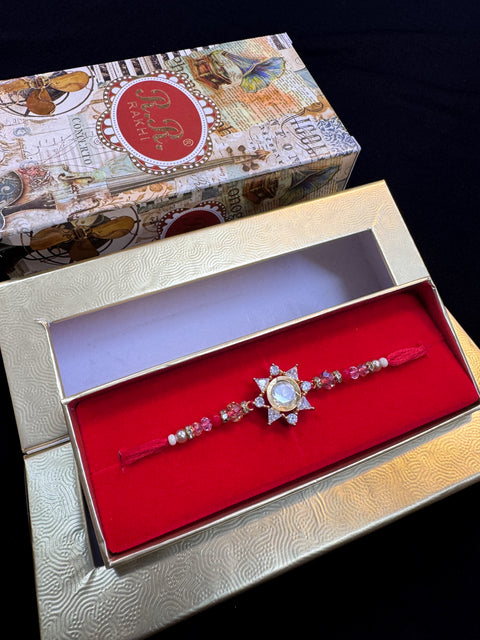 (Video clip attached)AD stone Beautiful Rakhi in nice pack gift box
