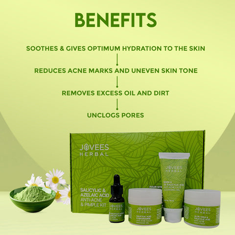 JOVEES SALICYLIC & AZELAIC ACID ANTI-ACNE & PIMPLE FACIAL KIT | FOR OILY & ACNE PRONE SKIN | FOR MULTIPLE USE | IMPROVES SKIN HEALTH & TONE
