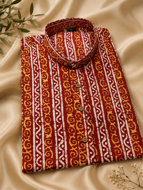 Pure cotton based Men’s Printed kurti (sizes mentioned in inches ,not according to the label on Kurti)size 44 kurti- Length 40 inches and size 46-length 42 inches ) Kurti only. Pants not included.
