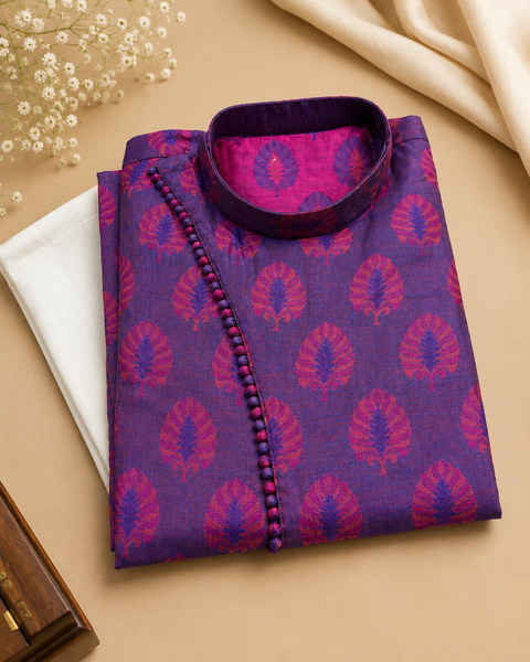 Two Shaded colour cotton silk design designer kurta with pajama pants (slight variation in color and design is possible )