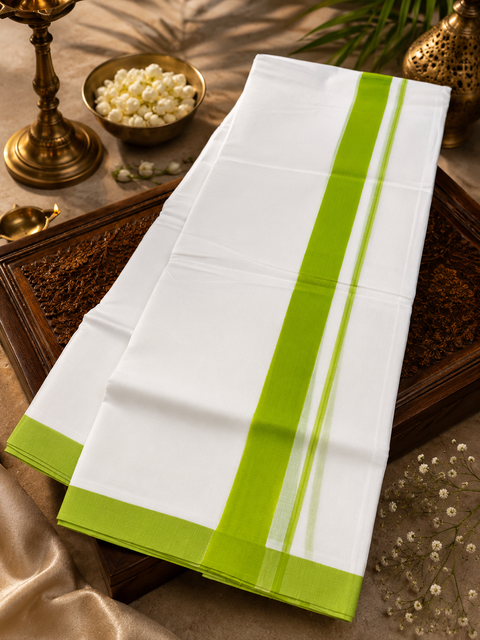 Woven Cotton Kerala Mundu / Dhoti in White ( 3.75 mtrs )Kurta not included,slight variation is possible
