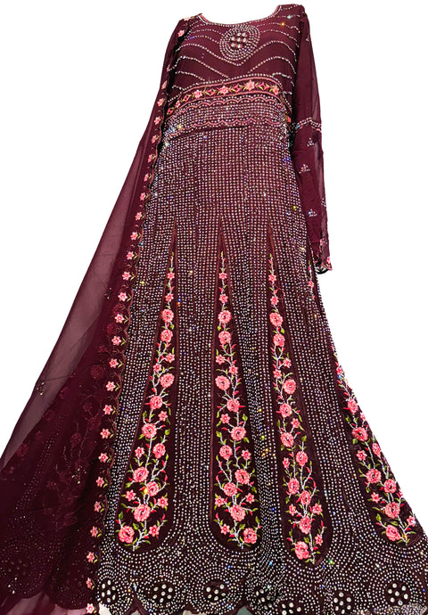 Full of stones work georgette based heavy embroidery work kameez & and georgette based stone work with embroidery border work Dupatta