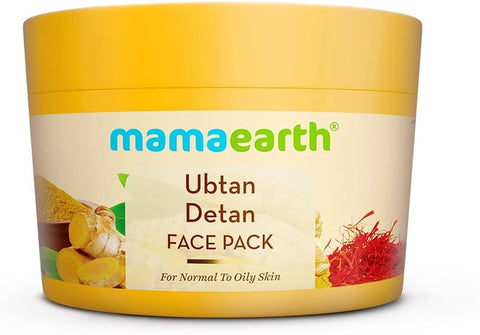Mamaearth Ubtan Detan Face Pack with Turmeric & Saffron for Normal to Oily Skin 200 g | Natural, DIY-like Texture | Instantly Reduces Tan, Adds Glow | Clay Face Mask | Free From Harmful Chemicals