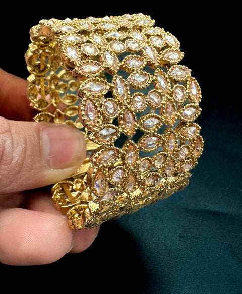 Golden Original Polki stone beautiful adjustable bracelets (easy to open , no screws)