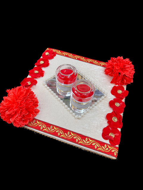(Video clip attached ) Engagement Rings decorated tray (heavy wooden board based)