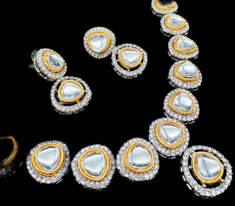 Kundan with Jerkan stone beautiful necklace with Earrings set