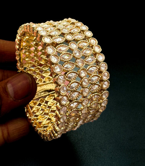 Golden Original Polki stone beautiful adjustable bracelets (easy to open , no screws)