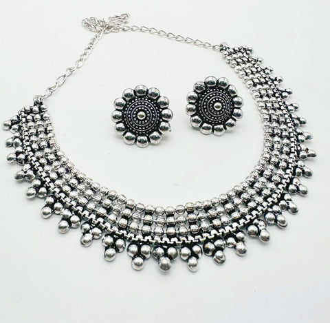 Beautiful Oxidised Necklace with Earrings