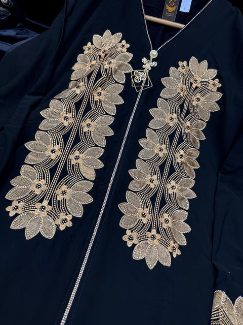 Beautiful and very Soft georgette Lycra based handwork Abaya (Chest 46-48 inches and length approximately 56 inches) with Hijaab (scarf)