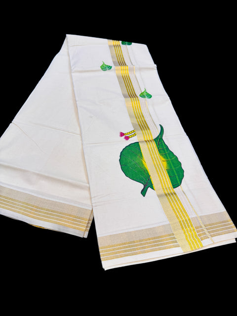 Woven Cotton Kerala Mundu / Dhoti in Off White ( 4 mtrs )