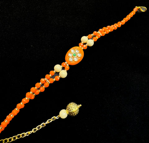 Pearls beaded Beautiful Stone Work Rakhi Bracelet style