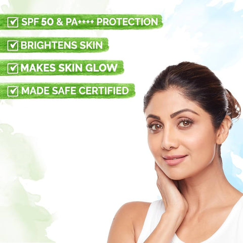 Mamaearth Vitamin C Daily Glow SPF 50 Sunscreen with PA+++ | Reduces Tanning & Gives Broad Spectrum Sun Protection | No Whitecast & Non-Greasy (50g)