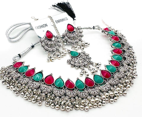Beautiful Oxidised Necklace with Earrings