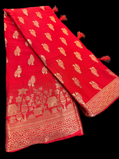 Pure chiffon based Beautiful zari work Banarasi look Saree