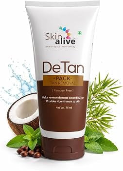 Skin Alive De-Tan Pack 75ml Tan Removal Face Pack for Men & Women ,Paraben Free.