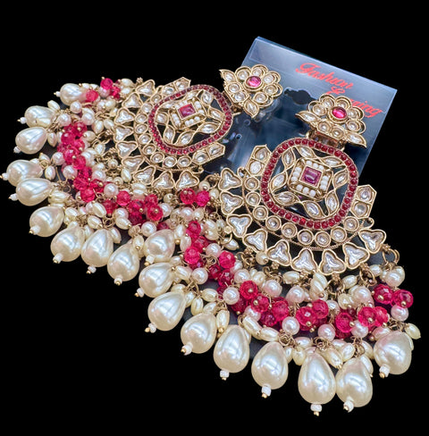 Beautiful Kundan & Pearls work bigger earrings (very lite weight)