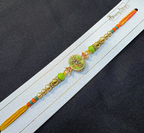 Krishna design Meenakari work Beautiful Stone Work Rakhi in nice box pack