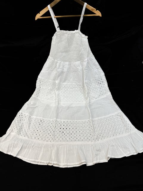 NZ Size 8-10 stretchable top  Lucknow Chikankari White pure Cotton Dress