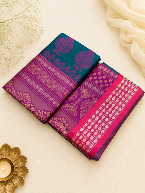 Premium Art Silk Saree Featuring Elegant Zari Weaving, Saree Comes With An Attached Blouse Piece. Model Blouse Is For Reference Only. Slight Variation In Colour And Design May Occur