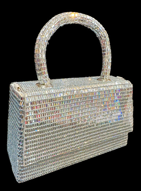 Crystals Handwork designer hand bag with handle to carry with chain inside the clutch (can be attached or detached)