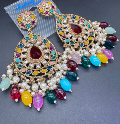 Beautiful Kundan & Pearls work bigger earrings (very lite weight)