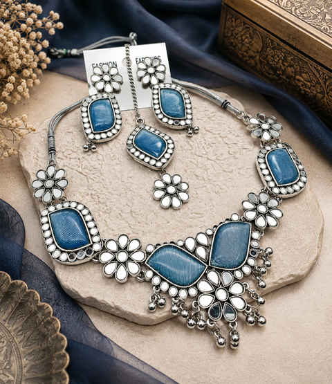 Beautiful Oxidised Necklace with Earrings
