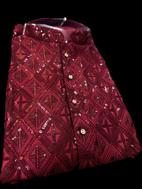 Pure Rayon Based Beautiful heavy Embroidery Work At Front And Back With Sequins Work Designer Kurta & White Pants