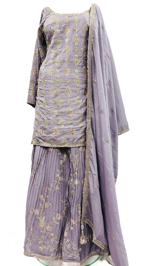 Embroidery work silk based sharara suit