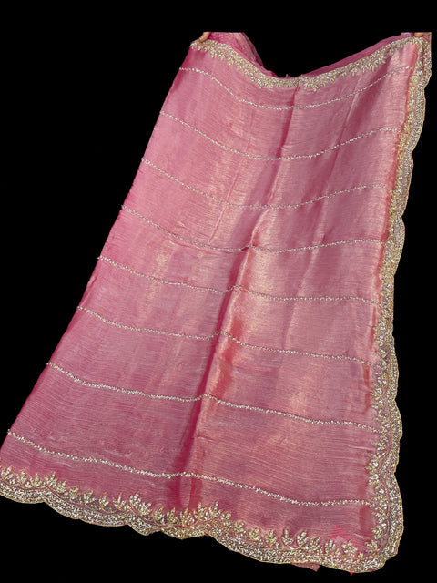Jimmy Choo base fabric With Beautiful handwork all over on Saree and border