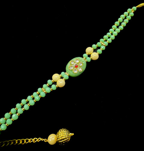 Pearls beaded Beautiful Stone Work Rakhi Bracelet style