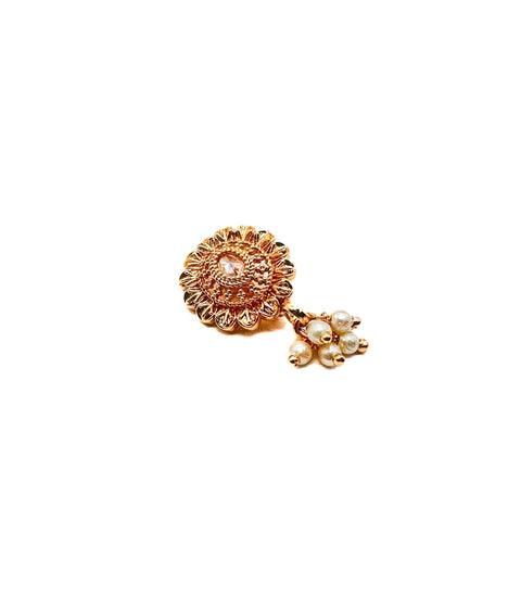 Polki stone with pearls Nath (Non Piercing)