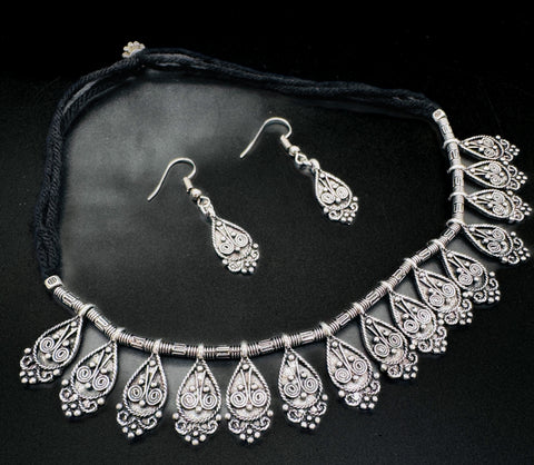 Beautiful work oxidised Necklace with earrings