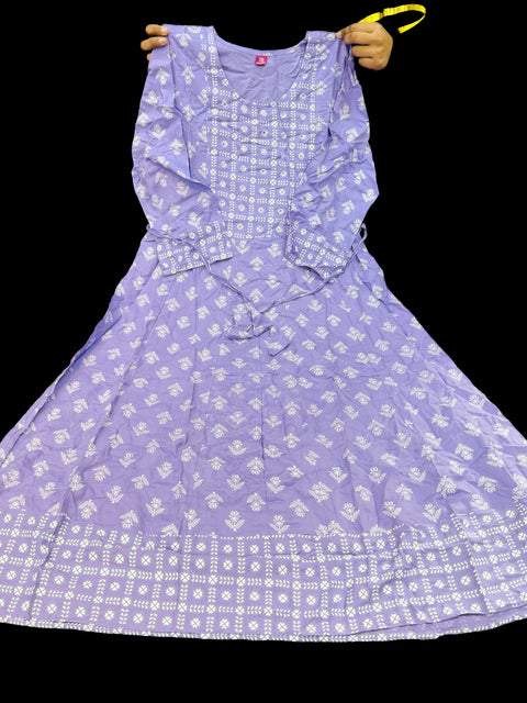 Pure Rayon cotton base printed flared kurti